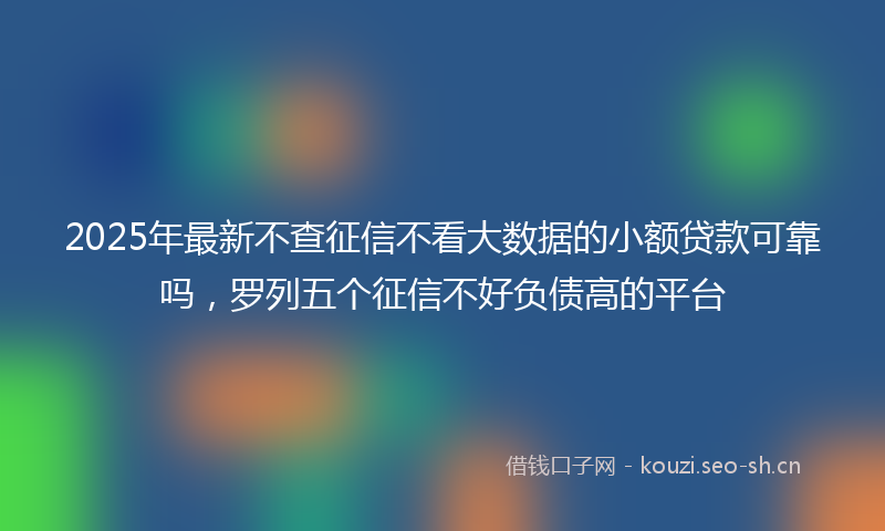2025年最新不查征信不看大数据的小额贷款可靠吗，罗列五个征信不好负债高的平台