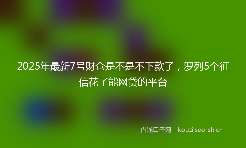 2025年最新7号财仓是不是不下款了，罗列5个征信花了能网贷的平台