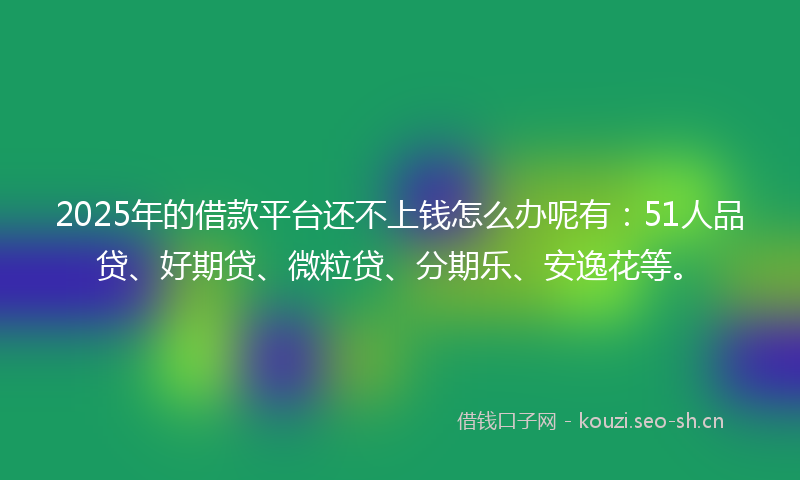 2025年的借款平台还不上钱怎么办呢有：51人品贷、好期贷、微粒贷、分期乐、安逸花等。