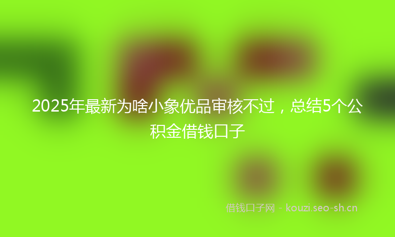 2025年最新为啥小象优品审核不过，总结5个公积金借钱口子