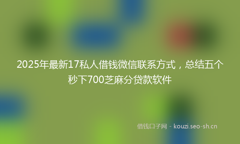 2025年最新17私人借钱微信联系方式，总结五个秒下700芝麻分贷款软件