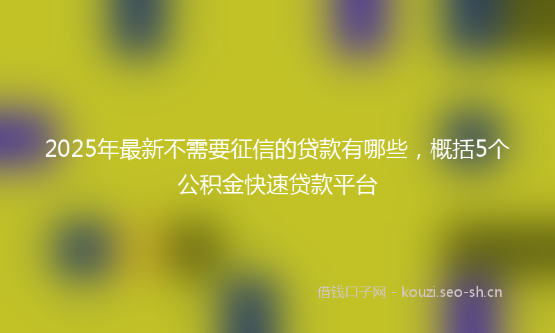 2025年最新不需要征信的贷款有哪些，概括5个公积金快速贷款平台