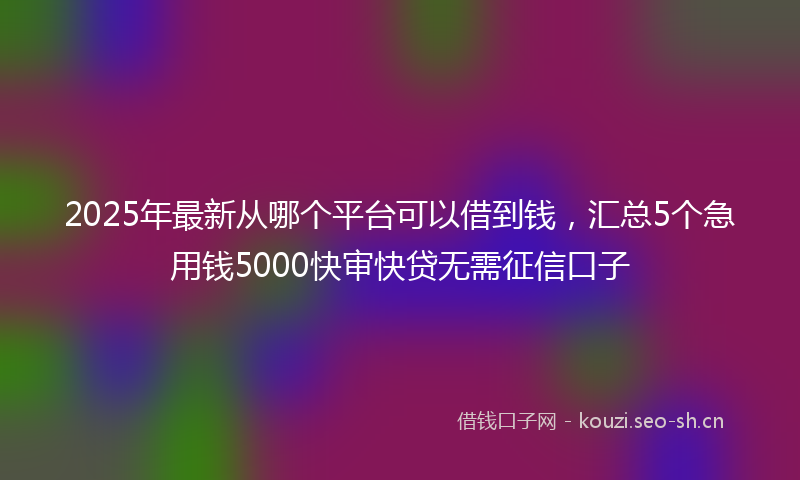 2025年最新从哪个平台可以借到钱,汇总5个急用钱5000快审快贷无需征信口子