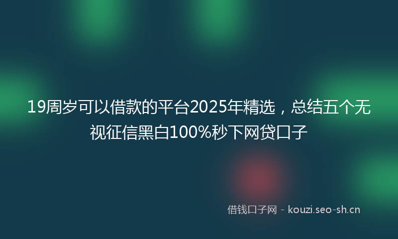 19周岁可以借款的平台2025年精选，总结五个无视征信黑白100%秒下网贷口子