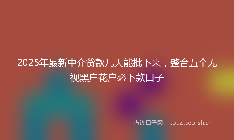 2025年最新中介贷款几天能批下来，整合五个无视黑户花户必下款口子