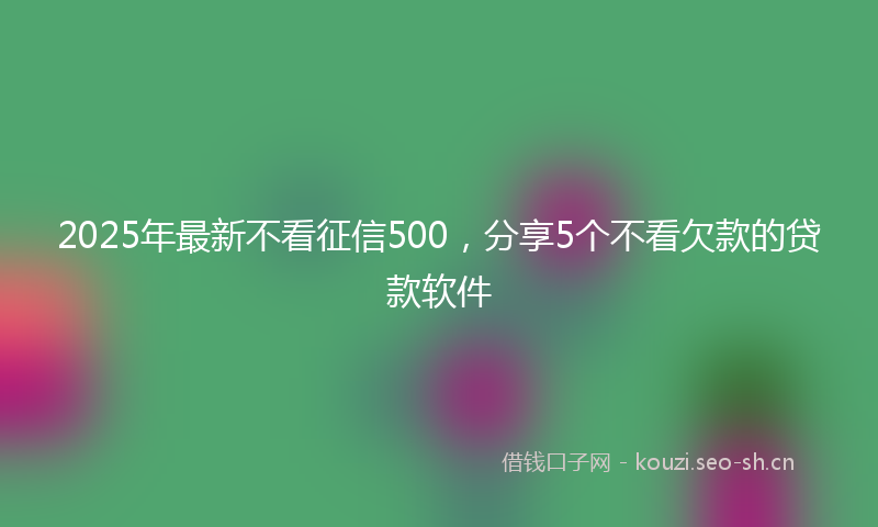 2025年最新不看征信500，分享5个不看欠款的贷款软件