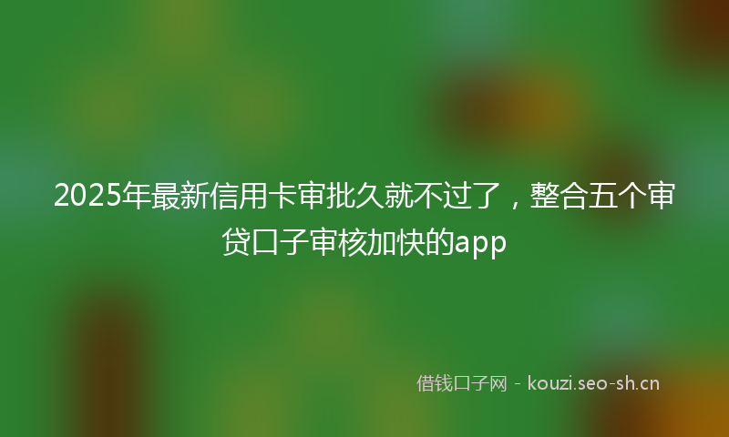 2025年最新信用卡审批久就不过了，整合五个审贷口子审核加快的app