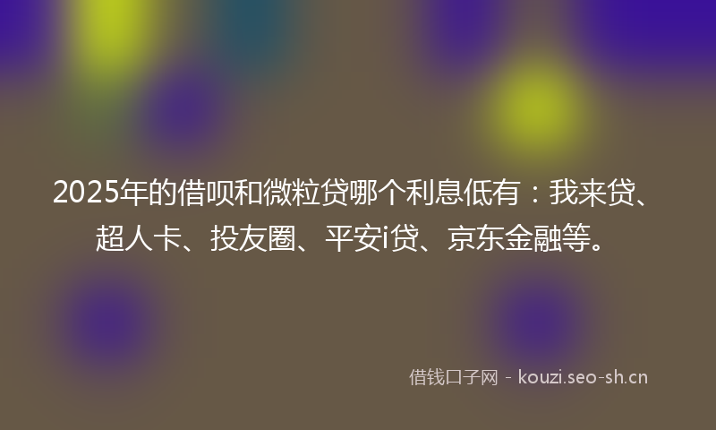 2025年的借呗和微粒贷哪个利息低有：我来贷、超人卡、投友圈、平安i贷、京东金融等。