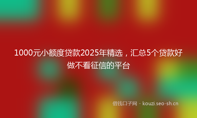 1000元小额度贷款2025年精选，汇总5个贷款好做不看征信的平台