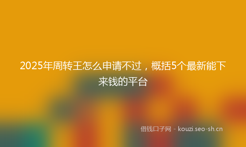 2025年周转王怎么申请不过，概括5个最新能下来钱的平台