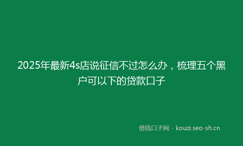2025年最新4s店说征信不过怎么办，梳理五个黑户可以下的贷款口子