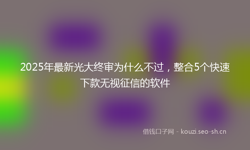 2025年最新光大终审为什么不过，整合5个快速下款无视征信的软件