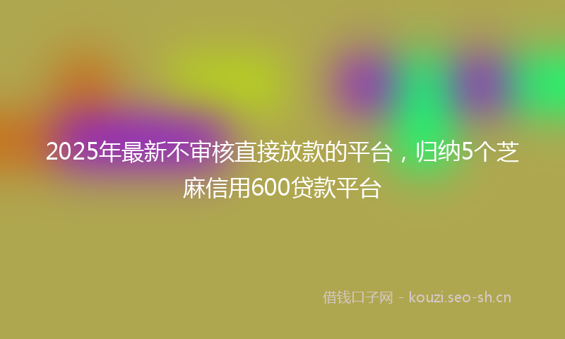 2025年最新不审核直接放款的平台,归纳5个芝麻信用600贷款平台