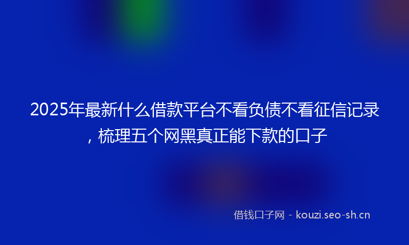 2025年最新什么借款平台不看负债不看征信记录，梳理五个网黑真正能下款的口子