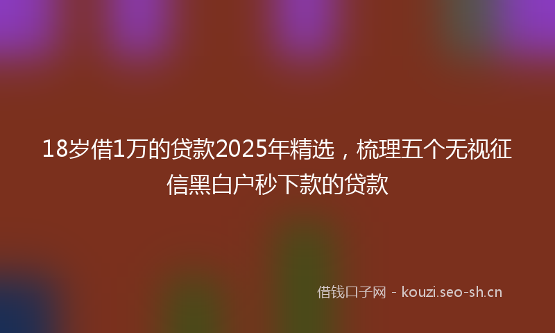 18岁借1万的贷款2025年精选，梳理五个无视征信黑白户秒下款的贷款