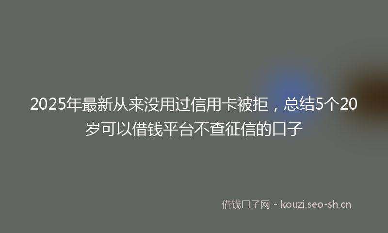 2025年最新从来没用过信用卡被拒，总结5个20岁可以借钱平台不查征信的口子