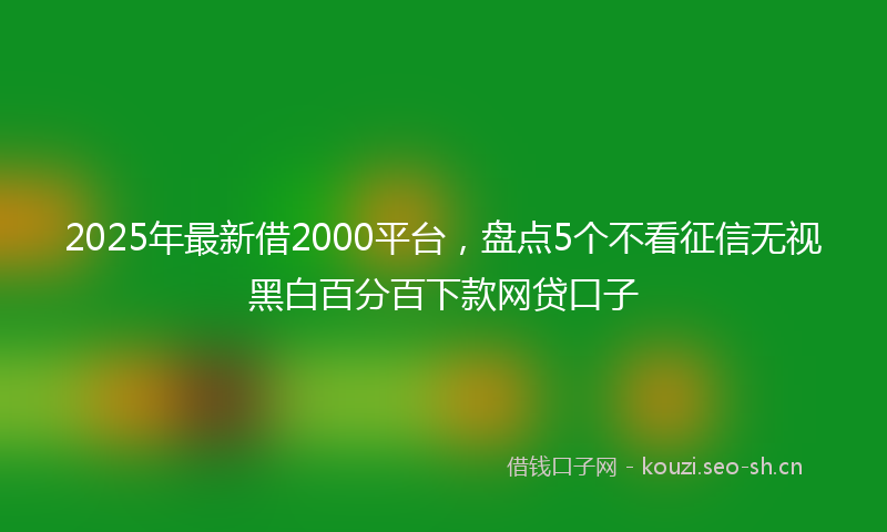2025年最新借2000平台，盘点5个不看征信无视黑白百分百下款网贷口子