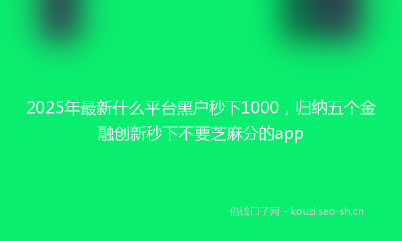 2025年最新什么平台黑户秒下1000，归纳五个金融创新秒下不要芝麻分的app