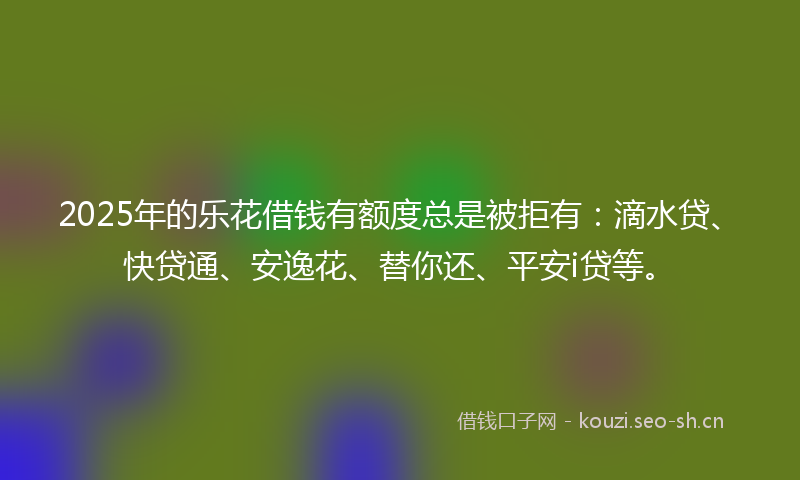 2025年的乐花借钱有额度总是被拒有：滴水贷、快贷通、安逸花、替你还、平安i贷等。