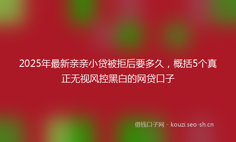 2025年最新亲亲小贷被拒后要多久，概括5个真正无视风控黑白的网贷口子