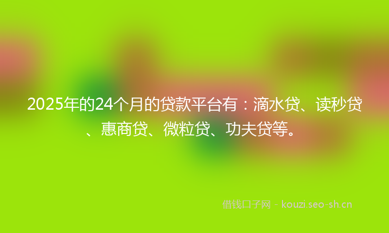 2025年的24个月的贷款平台有：滴水贷、读秒贷、惠商贷、微粒贷、功夫贷等。