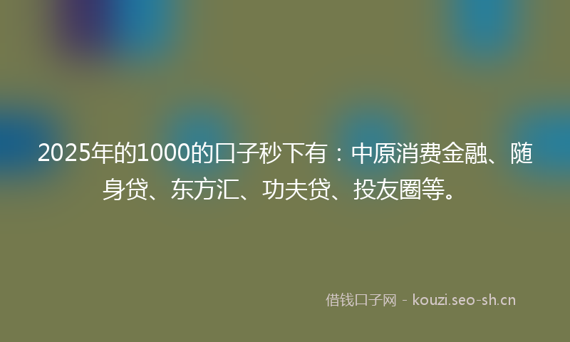 2025年的1000的口子秒下有：中原消费金融、随身贷、东方汇、功夫贷、投友圈等。