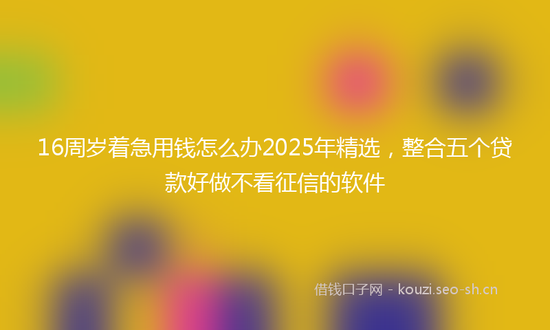 16周岁着急用钱怎么办2025年精选，整合五个贷款好做不看征信的软件