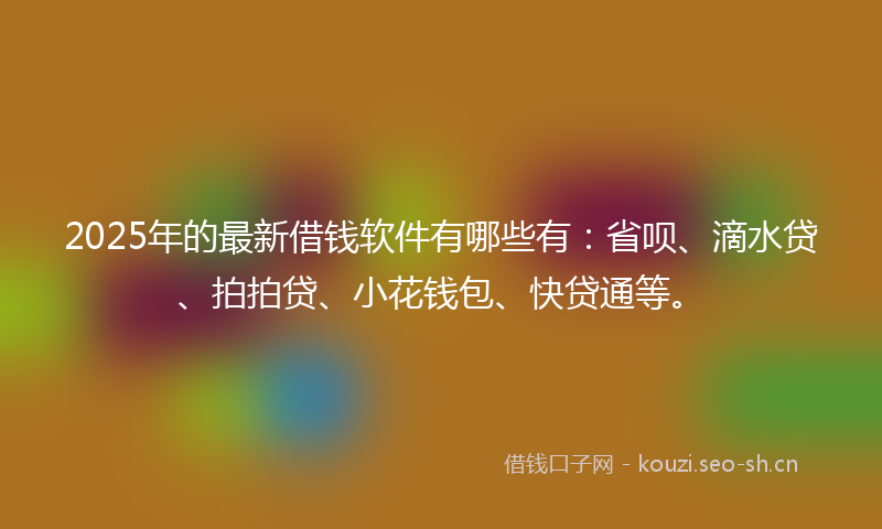 2025年的最新借钱软件有哪些有：省呗、滴水贷、拍拍贷、小花钱包、快贷通等。
