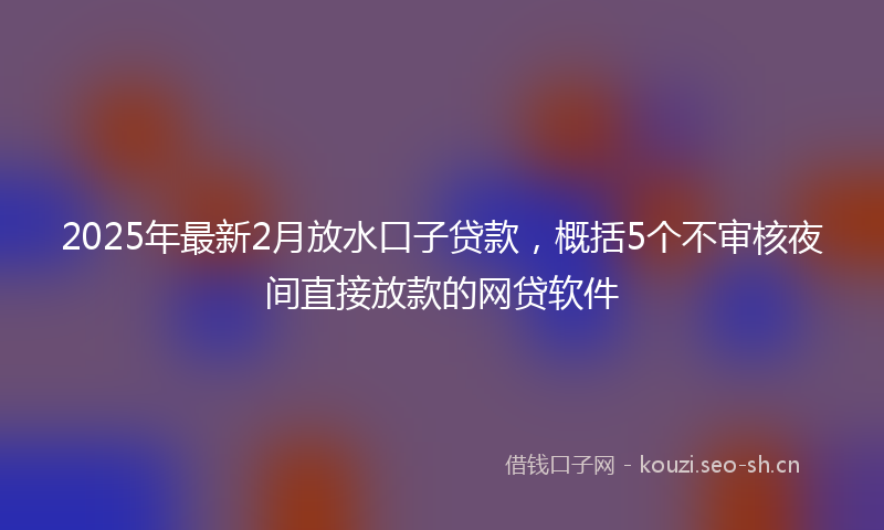2025年最新2月放水口子贷款，概括5个不审核夜间直接放款的网贷软件