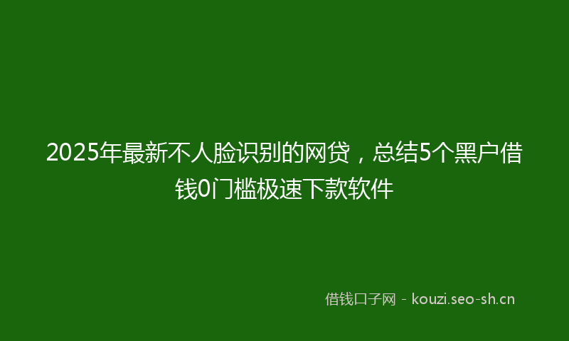2025年最新不人脸识别的网贷，总结5个黑户借钱0门槛极速下款软件