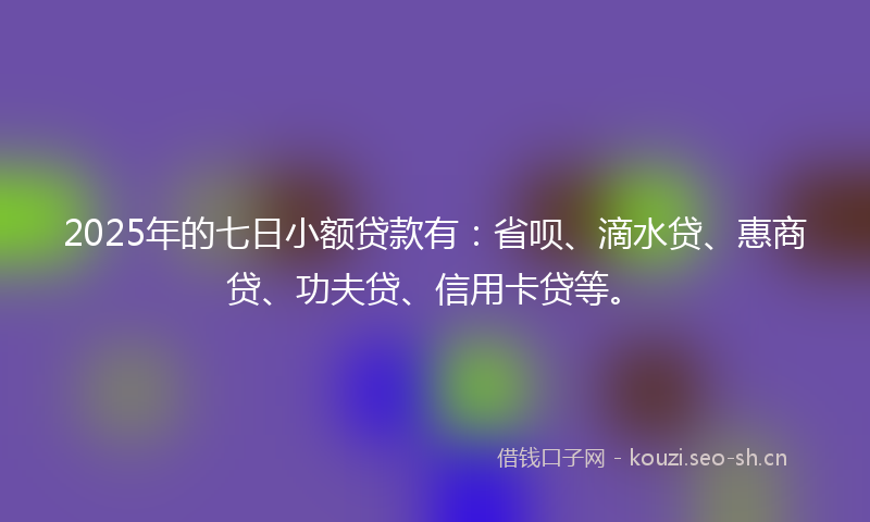 2025年的七日小额贷款有：省呗、滴水贷、惠商贷、功夫贷、信用卡贷等。