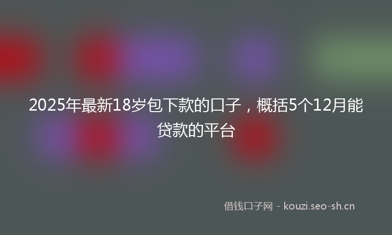 2025年最新18岁包下款的口子，概括5个12月能贷款的平台