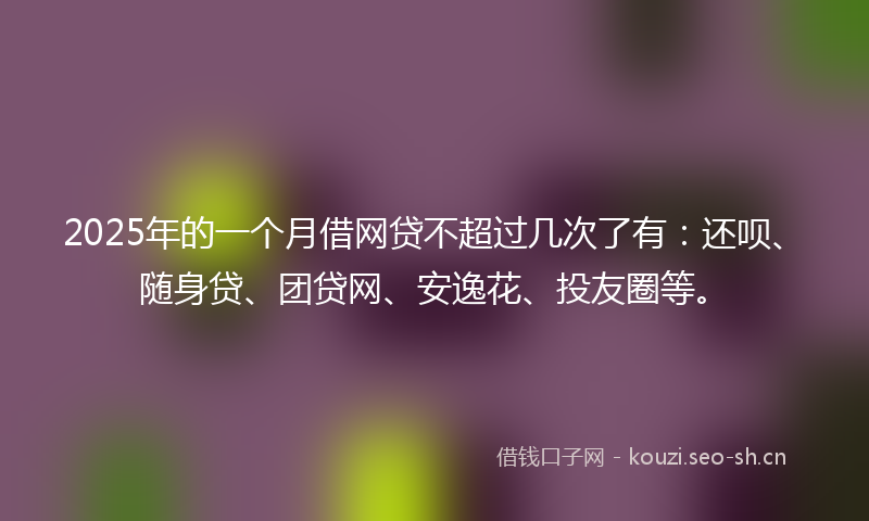 2025年的一个月借网贷不超过几次了有：还呗、随身贷、团贷网、安逸花、投友圈等。