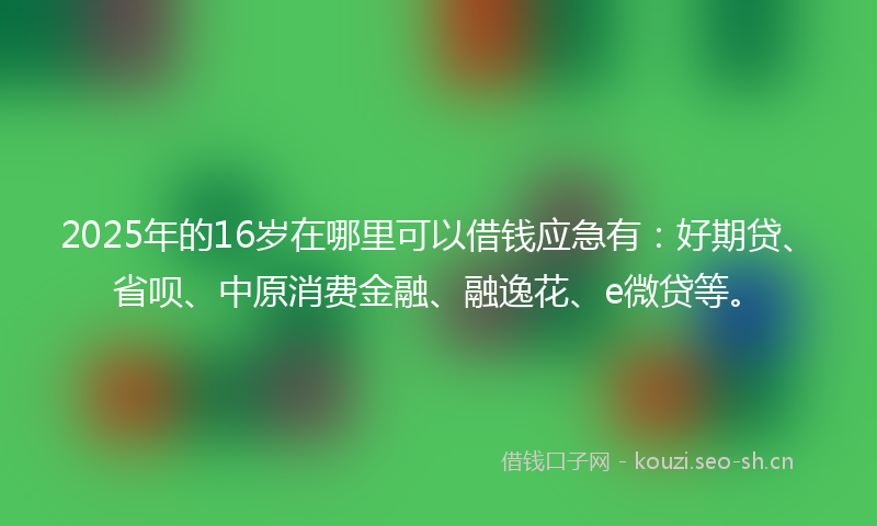 2025年的16岁在哪里可以借钱应急有：好期贷、省呗、中原消费金融、融逸花、e微贷等。