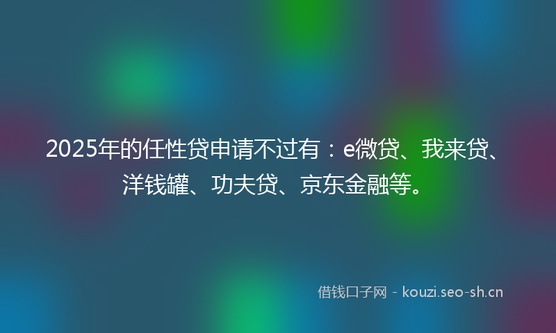 2025年的任性贷申请不过有：e微贷、我来贷、洋钱罐、功夫贷、京东金融等。