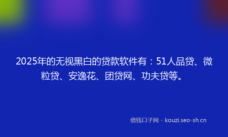 2025年的无视黑白的贷款软件有：51人品贷、微粒贷、安逸花、团贷网、功夫贷等。