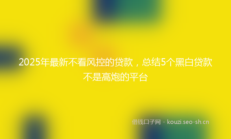 2025年最新不看风控的贷款，总结5个黑白贷款不是高炮的平台