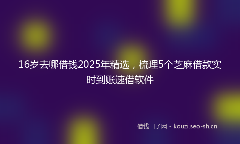 16岁去哪借钱2025年精选，梳理5个芝麻借款实时到账速借软件