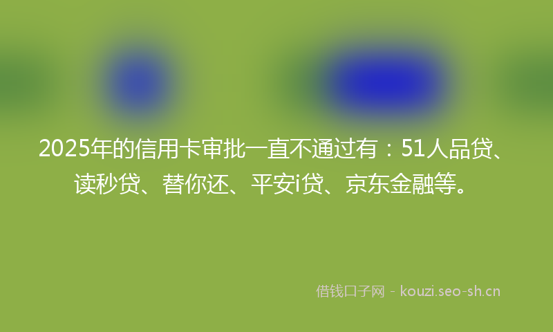 2025年的信用卡审批一直不通过有：51人品贷、读秒贷、替你还、平安i贷、京东金融等。