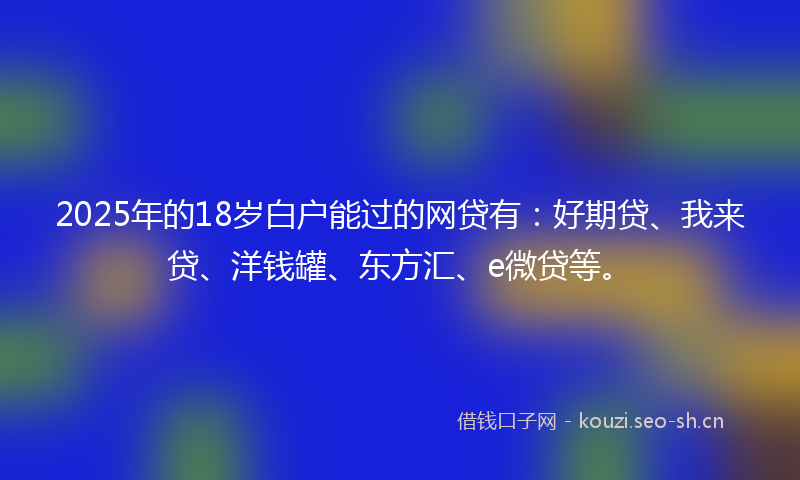 2025年的18岁白户能过的网贷有：好期贷、我来贷、洋钱罐、东方汇、e微贷等。