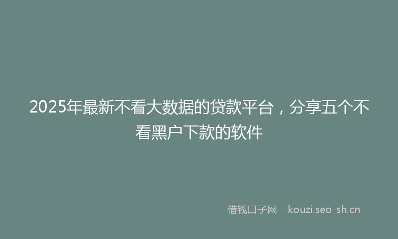 2025年最新不看大数据的贷款平台，分享五个不看黑户下款的软件