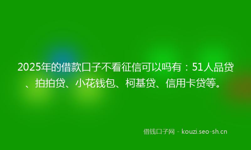 2025年的借款口子不看征信可以吗有：51人品贷、拍拍贷、小花钱包、柯基贷、信用卡贷等。