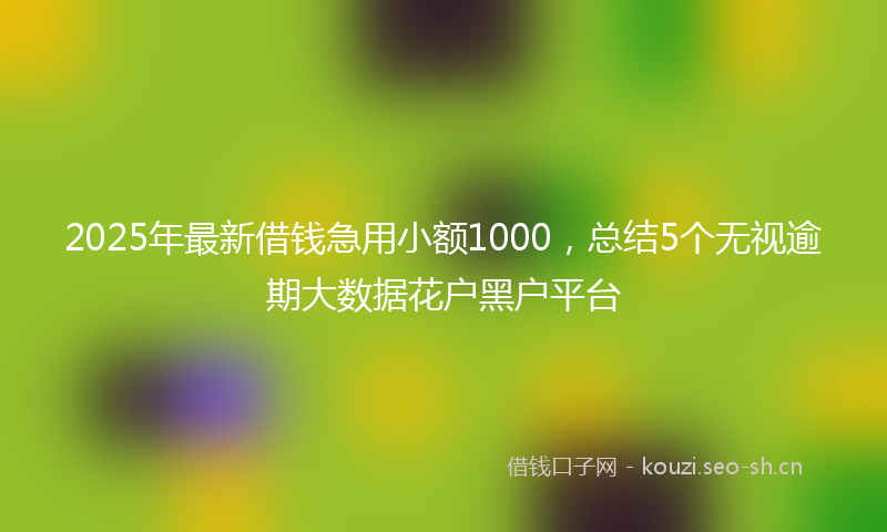 2025年最新借钱急用小额1000,总结5个无视逾期大数据花户黑户平台