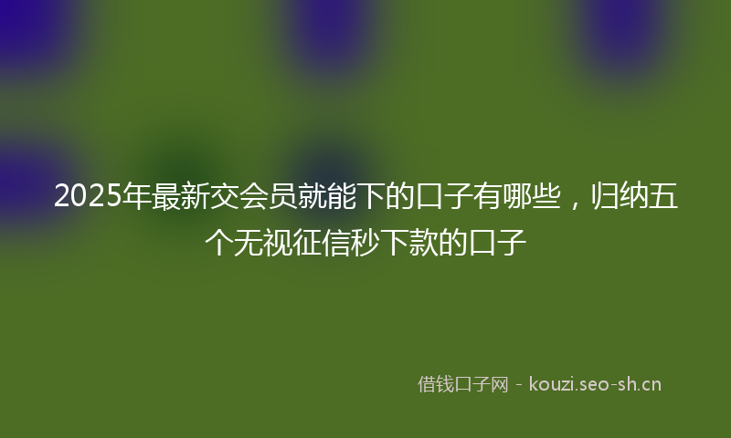 2025年最新交会员就能下的口子有哪些,归纳五个无视征信秒下款的口子
