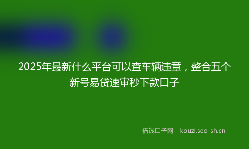 2025年最新什么平台可以查车辆违章，整合五个新号易贷速审秒下款口子