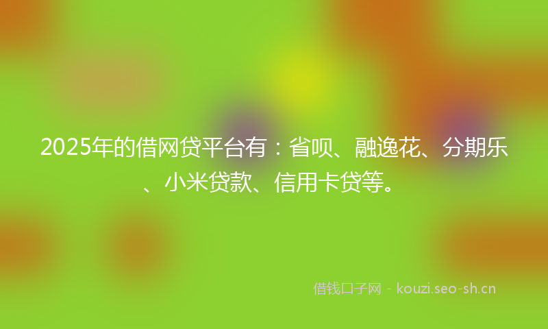 2025年的借网贷平台有：省呗、融逸花、分期乐、小米贷款、信用卡贷等。
