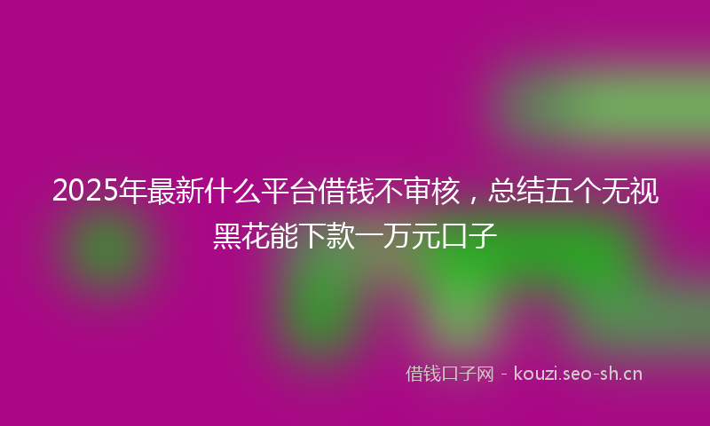 2025年最新什么平台借钱不审核，总结五个无视黑花能下款一万元口子