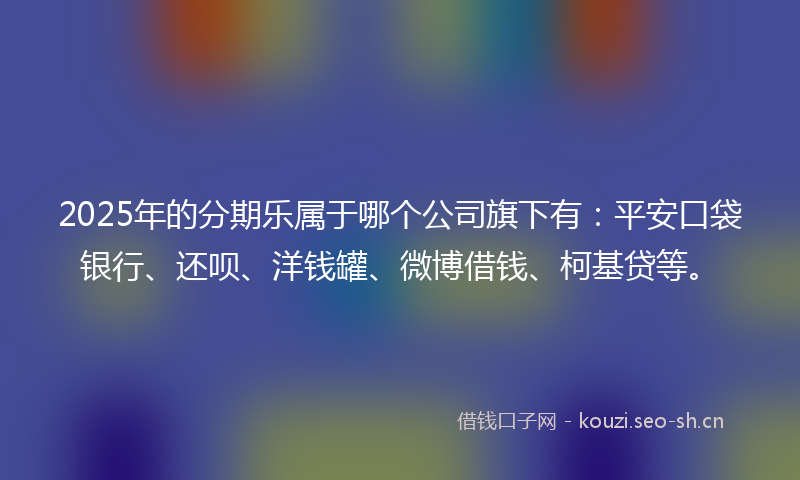 2025年的分期乐属于哪个公司旗下有:平安口袋银行、还呗、洋钱罐、微博借钱、柯基贷等。