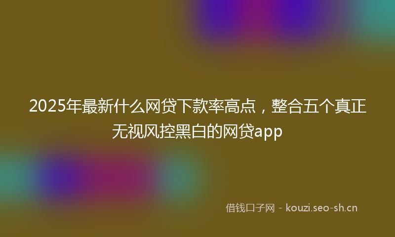 2025年最新什么网贷下款率高点，整合五个真正无视风控黑白的网贷app