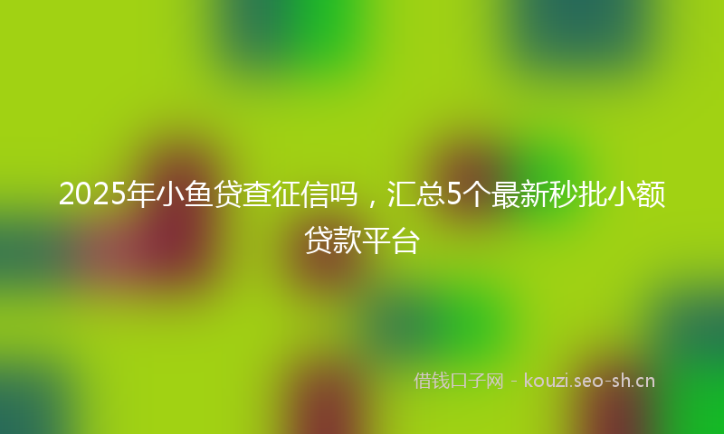 2025年小鱼贷查征信吗，汇总5个最新秒批小额贷款平台